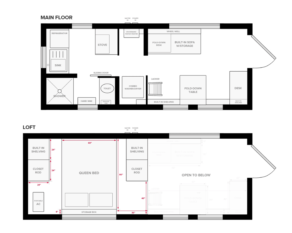 thumbnail image 2 of Tiny House Plans – 24x8.5 Ft DIY Camper Trailer Project With Loft, Modern Style 2 of 6